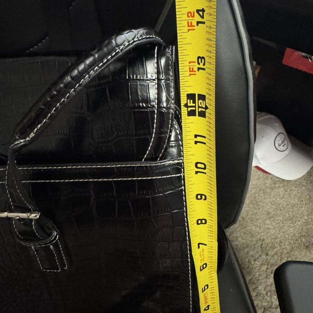 Liz Claiborne Tote Bag Womens Large Black Faux Croc Embossed Purse Satchel Work - Picture 10 of 10